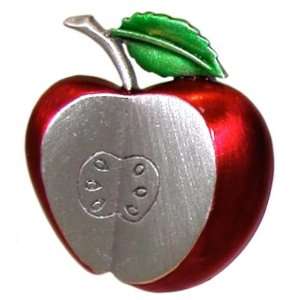  Enameled Apple Pin, Vintage, Signed Jj: Jewelry