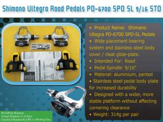 Shimano Ultegra Road Pedals PD 6700 G SPD SL 9/16 STD Silver Gray Bike 