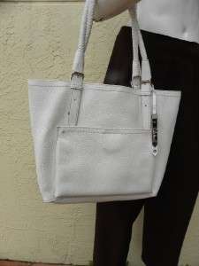 COLE HAAN GORGEOUS PEBBLE LEATHER WHITE TOTE SHOULDER BAG  