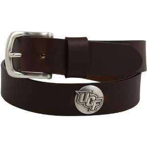   UCF Knights Brown Leather Brushed Metal Concho Belt 