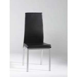  Chintaly MARINA SC Marina Leather Side Chair in Black (Set 