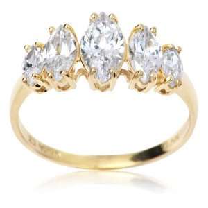   and Marquise Cut Cubic Zirconia Five Stone Shimmer Ring 10.0: Jewelry