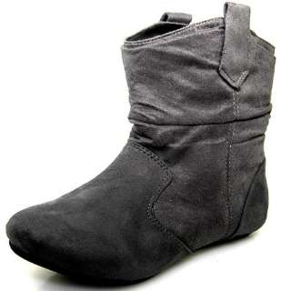 Women Ankle High FLAT COMFY SLOUCH BOOTS Shoes Grey 8  