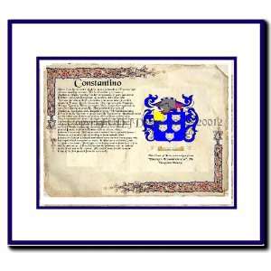  Constantino Coat of Arms/ Family History Wood Framed