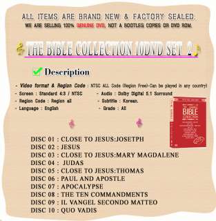 The Bible COLLECTION 20 DVDs /SET1+SET 2 Wholesale Lots  