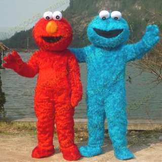 COUPLE SESAME STREET MONSTER COOKIE AND ELMO COSTUME ADULT MASCOT 
