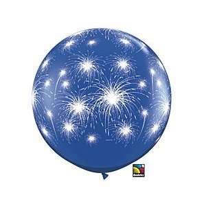  3 Sapphire Blue Fireworks Latex Balloon Three Foot Ft 
