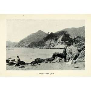  1906 Print Japan Coast Women Costume Mountain Landscape 