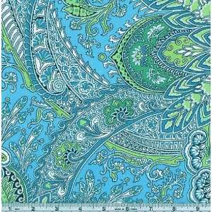 54 Wide Cotton Batiste Paisley Teal/Green Fabric By The 