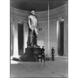  Jefferson Memorial Statue guarded by 2 Marines during 