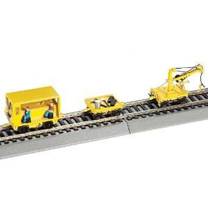  Speeder With Work Crane And Cart Yellow Train Accessory 