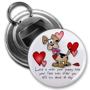 Creative Clam Love Puppy Dog Hearts Valentines Day 2.25 Inch Button 