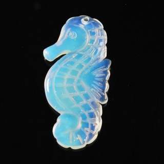 w43797 Carved opalite sea horse pendant bead  