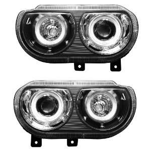 DODGE CHALLENGER 08 10 PROJECTOR HEADLIGHT DUAL HALO BLACK CLEAR (CCFL 