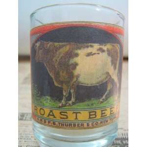 Roast Beef Cow Vintage Design Glass Votive