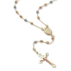    14K Tri Color Gold Rosary Crucifix Chain Necklace: SZUL: Jewelry