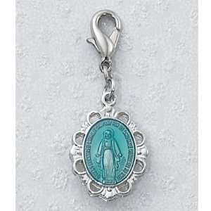  Medals Enamaled Blue Miraculous St. Mary Mother of God Clips on Back 