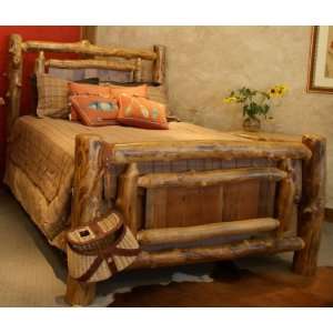   Aspen Log and Reclaimed Barnwood Twin Size Log Bed: Home & Kitchen