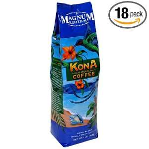 Magnum Coffee Kona Blend, Whole Bean, 16 Ounce Bags (Pack of 3)