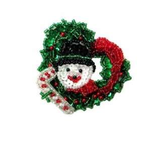  Wreath & Snowman Sequin Applique Each
