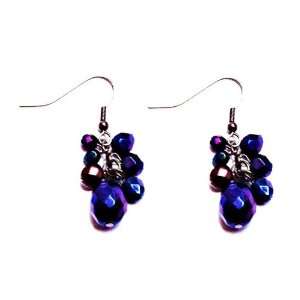   Inch Blue Czech Glass Crystal Cluster Dangle Drop Earrings for Women