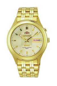 Orient Gold Dial Day/Date Mens Automatic Watch Cut Glass Orient Box 