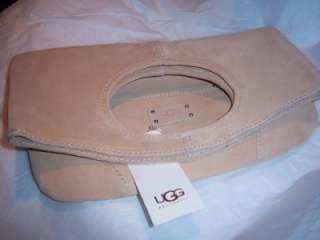 Ugg Australia Clutch Suede Leather Cut out Bag,Natural  