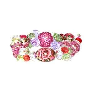   Rose Crystal and Japanese Glass Bead Stretch Bracelet Jewelry