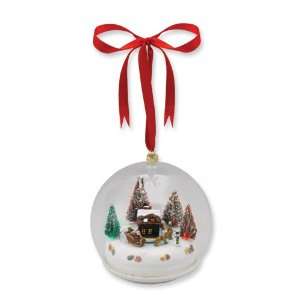  Santas Sleigh Glass Scene Musical Ornament: Jewelry