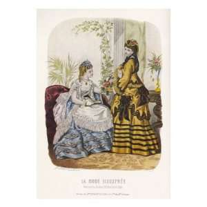  La Mode Illustrée   Two young women in 19th century fashion 