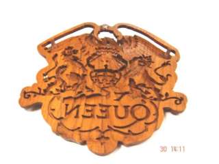 Rare Handmade Memorabilia Queen Logo On Teak Wood B  