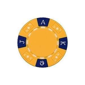Clay Composite Tri Color Ace King Poker Chips 25 11.5 gram Yellow 