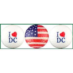  I Love DC Golf Balls w/ USA Crystal Flag Sports 