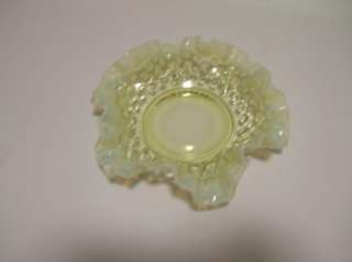 Vintage Fenton Uranium Vaseline Glass Dish Hobnail Design candy 