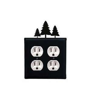 Monazite EOO 20 Pine Trees   Double Outlet Electric Cover Powder Metal 