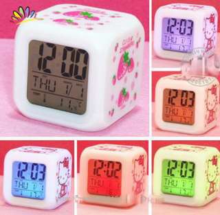 Colors HelloKitty Fashion Alarm Square LED Digital Electronic Clock 
