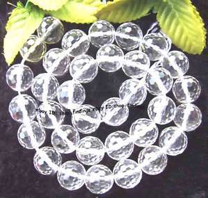 12mm natural rock crystal round faceted loose Beads 15  