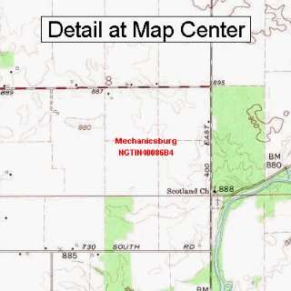 USGS Topographic Quadrangle Map   Mechanicsburg, Indiana (Folded 