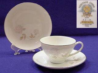 Noritake China Cup, Saucer & Plate Trio ROSAY Pattern #6216 ~ 8 Sets 