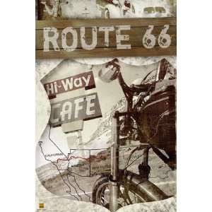   Car Posters Route 66   Map   35.7x23.8 inches
