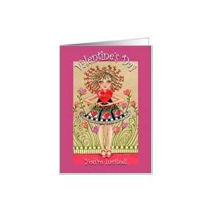 Valentines Day Party Invitation Girl with Heart in Heart Garden 