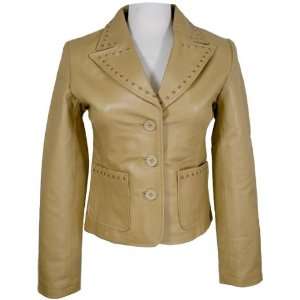  Ladies Waist Length Honey Color Leather Jackets   Size 