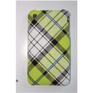 Iphone 3g 3gs Hard Back Case Cover Apple Green Plaid Textured Rubber