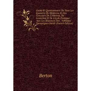   Des . Tableaux Synoptiques InÃ©dit (French Edition) Berton Books