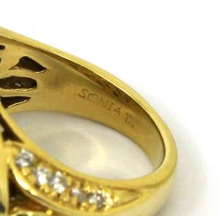 DESIGNER SONIA B 18K GOLD DIAMOND TOURMALINE BAND RING  