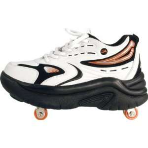  Roller Shoes Style Auto Pullout 3 Wheels   White / Black 