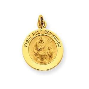  14k Yellow Gold First Communion Medal Charm: Jewelry