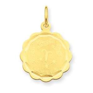  14k Yellow Gold Satin Polished Engraveable Aries: Jewelry