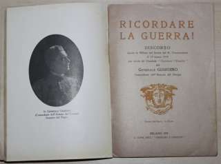   Discorsa Generale Giardino; Ricordare La Guerra 1919 Milano Booklet
