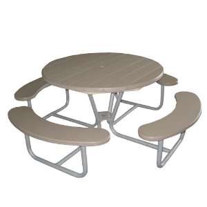  Eagle One Round Greenwood Picnic Table Metal Base : Green 